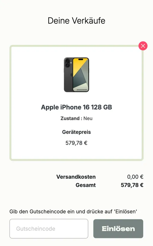 WIRKAUFENS: Übersicht „Deine Verkäufe“ mit Versandkosten 0,00 €
